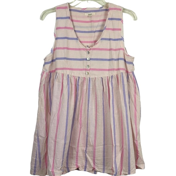 Easel Pink and blue striped baby doll tunic dress S - Picture 6 of 6